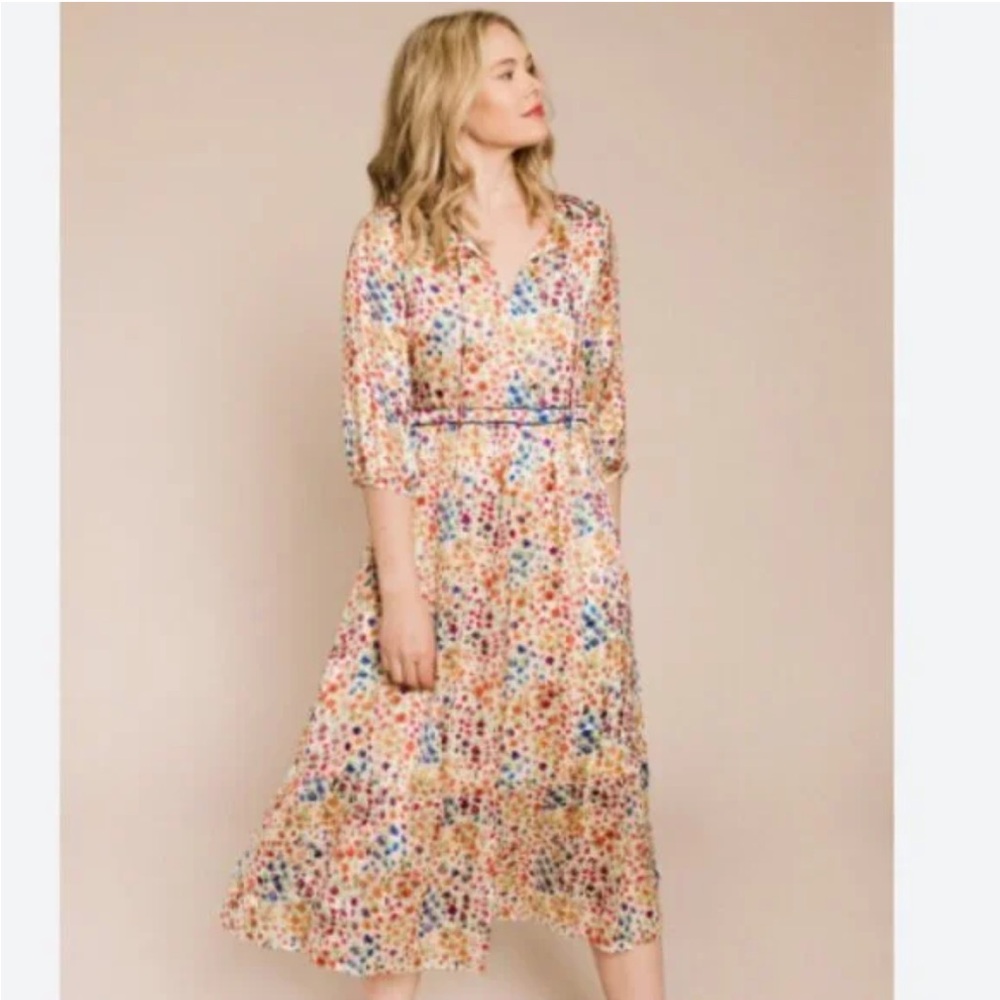 ba&sh Reese Floral Midi Dress Multi 0
